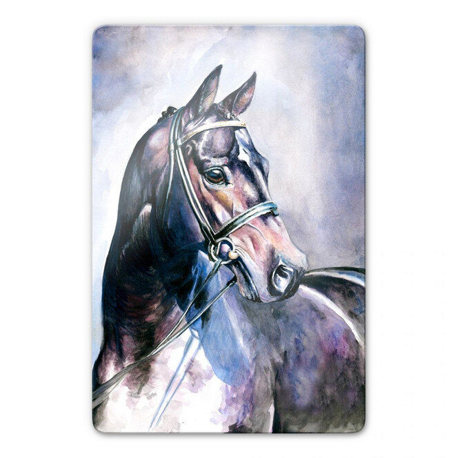Glasbild Aquarell eines Pferdes
