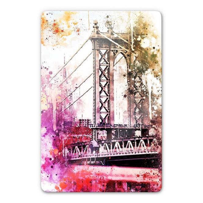 Glasbild Hugonnard - Watercolour: New York Bridge