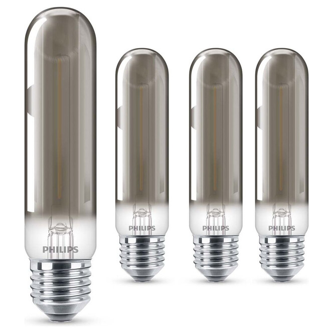 Philips LED Lampe ersetzt 11W, E27 Röhre T32. grau, warmweiss, 136 Lumen, nicht dimmbar, 4er Pack Energieklasse A&