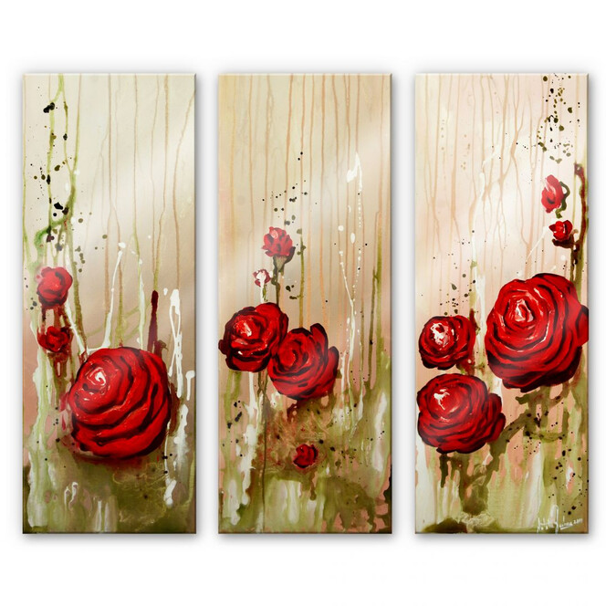 Acrylglasbild Fedrau - Roses (3-teilig)