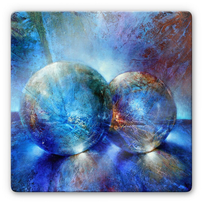 Glasbild Schmucker - Zwei blaue Murmeln