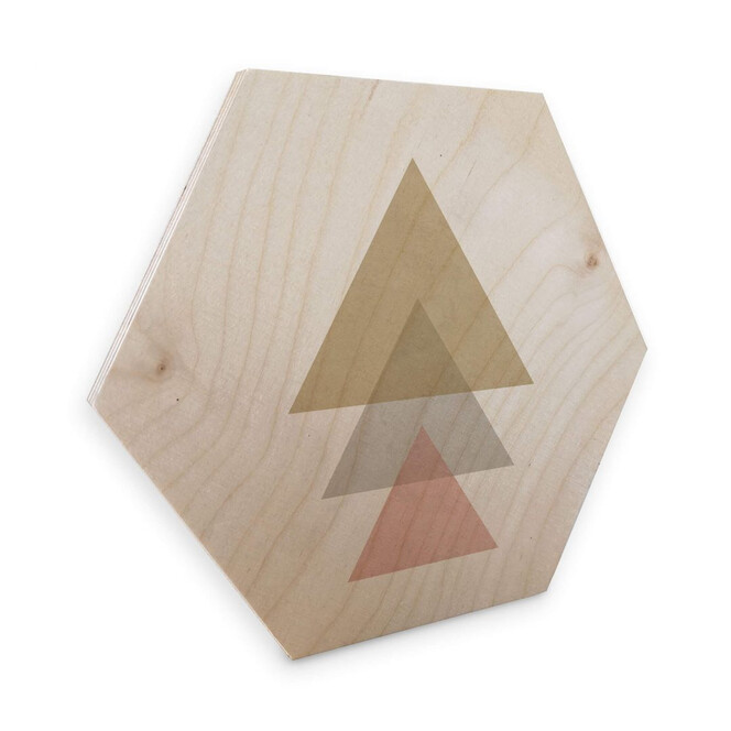 Hexagon - Holz Birke-Furnier Nouveauprints - Triangles pink