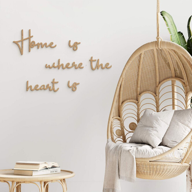 MDF Natur Spruch Wanddeko - Home is where the heart is
