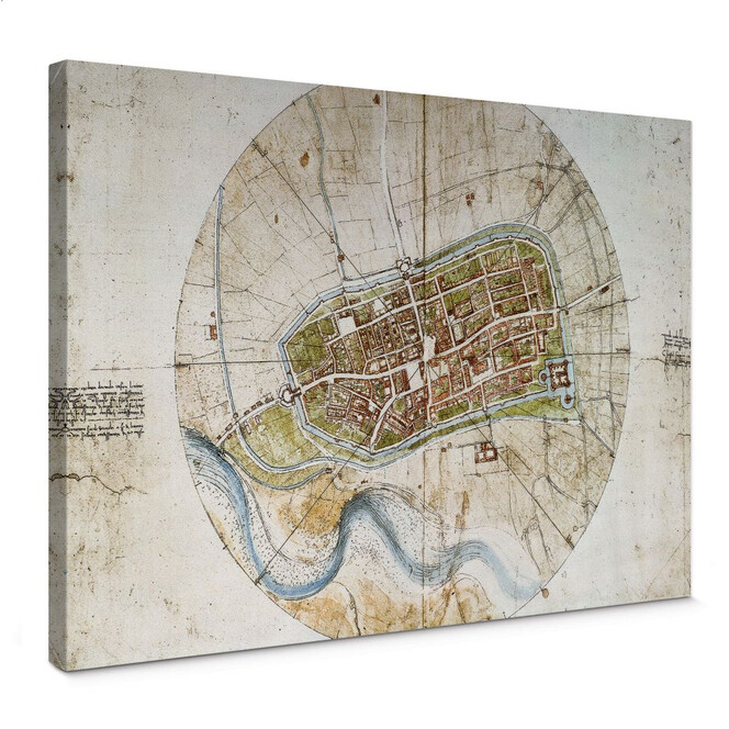 Leinwandbild da Vinci - Stadtplan von Imola