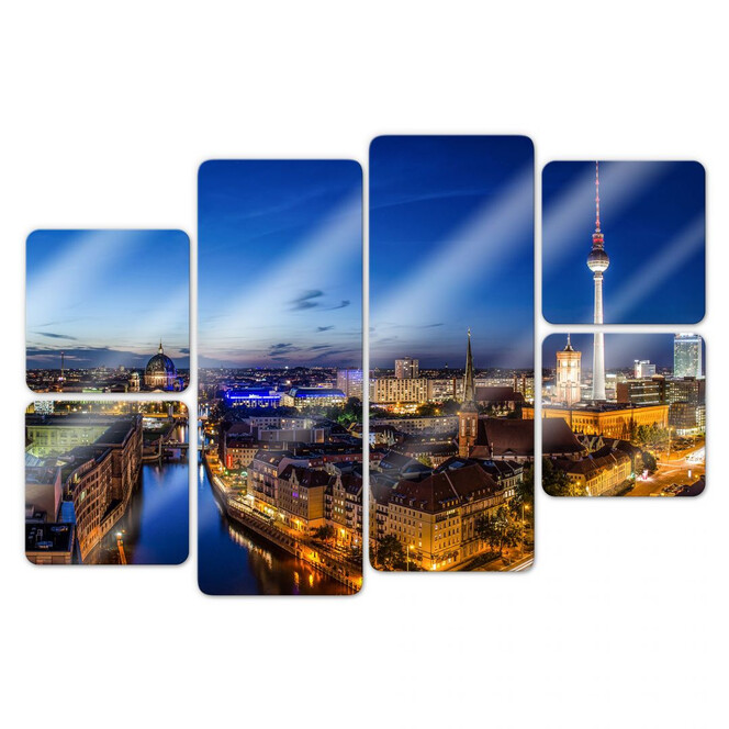 Glasbild Berlin Panorama (6-teilig)