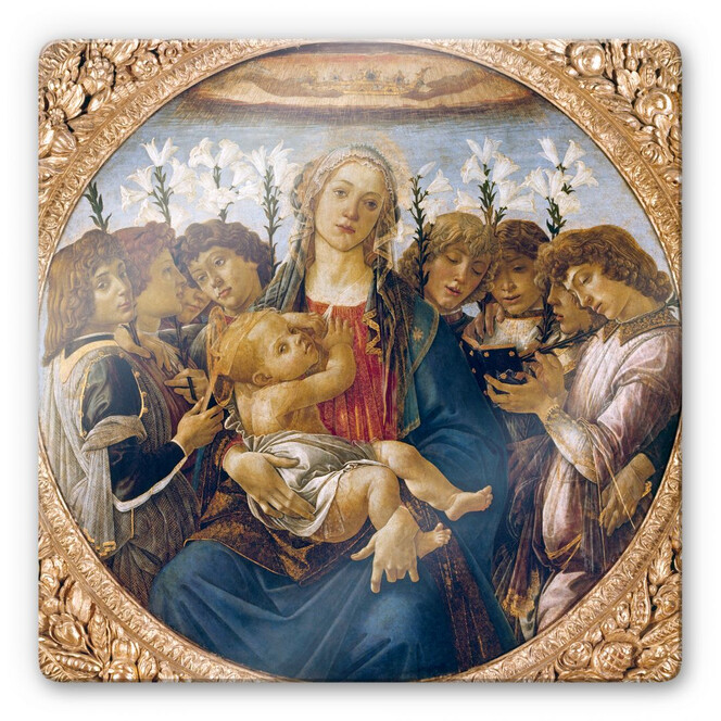 Glasbild Botticelli - Maria mit dem Kind und singenden Engeln