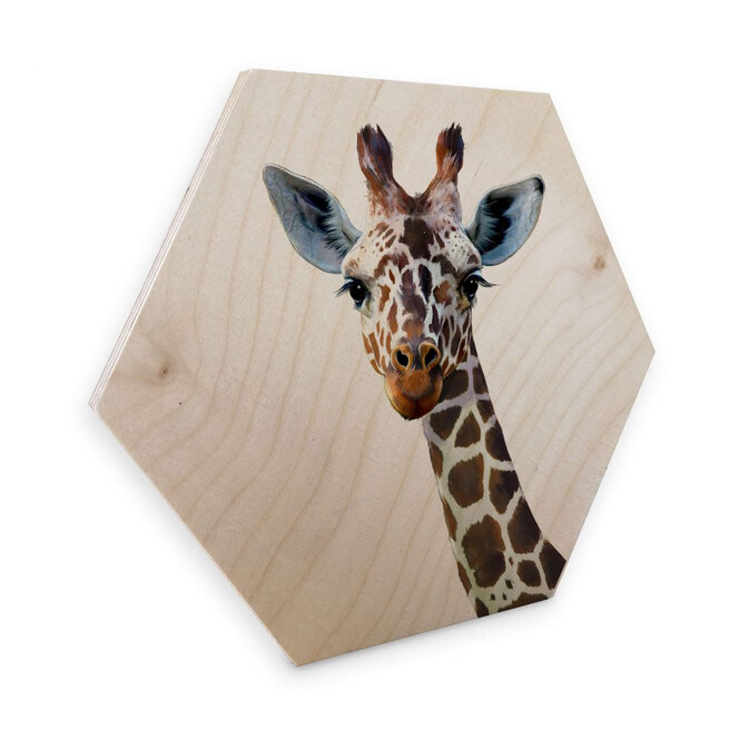 Hexagon - Holz Birke-Furnier Graves - Giraffe