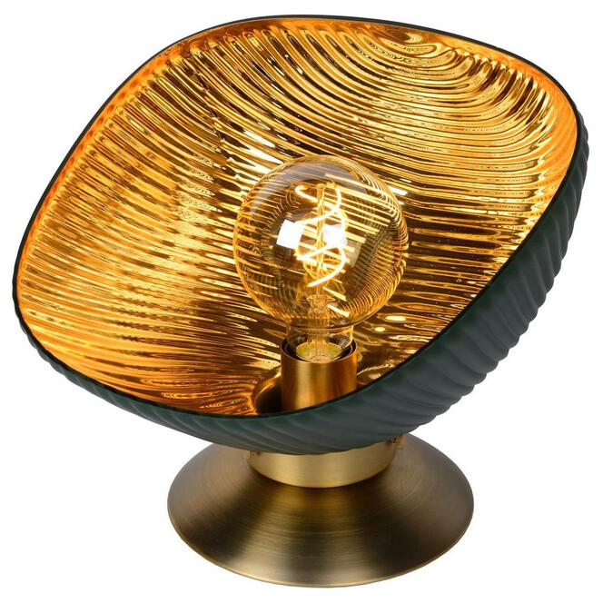 Tischlampe Goblett aus Glas in Gold und Grün E27