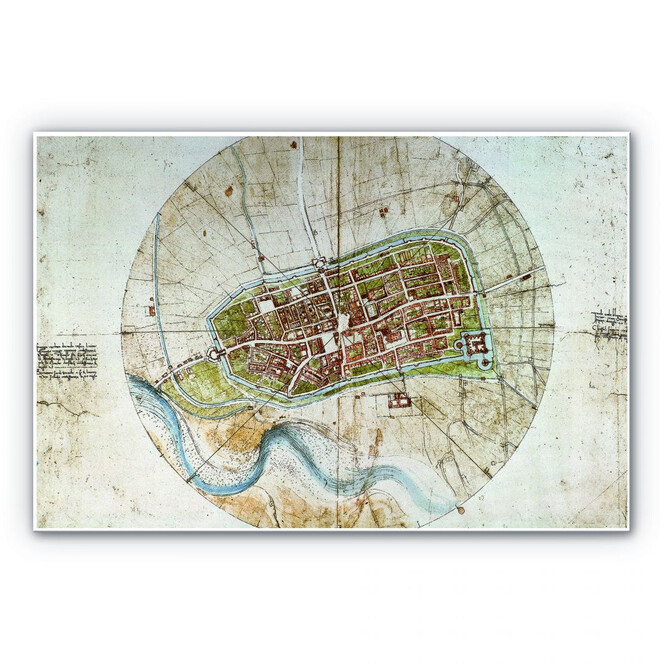Hartschaumbild Da Vinci - Stadtplan von Imola