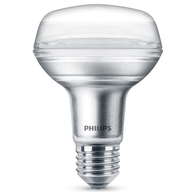 Philips LED Lampe ersetzt 60W, E27 Reflektor R80. klar, warmweiss, 345 Lumen, nicht dimmbar, 1er Pack Energieklasse A&