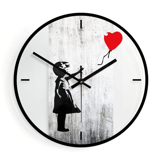 Wanduhr aus Glas - Banksy - Girl with the red balloon Ø30cm - Bild 1