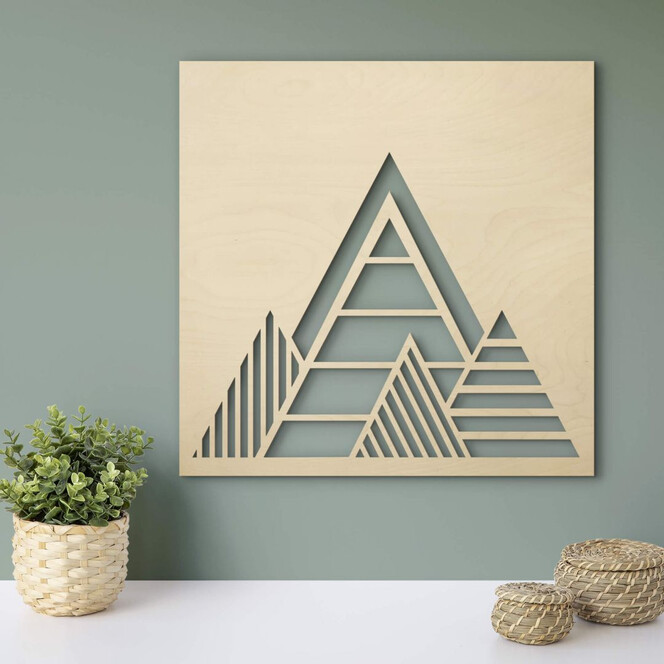 Holzdeko Pappel - Geometrische Berge