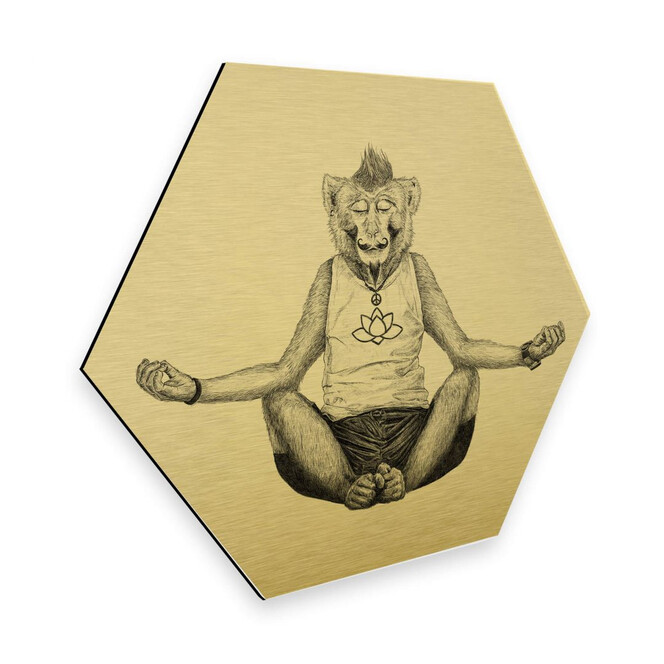 Hexagon - Alu-Dibond Goldeffekt Kools - Monkey Yoga
