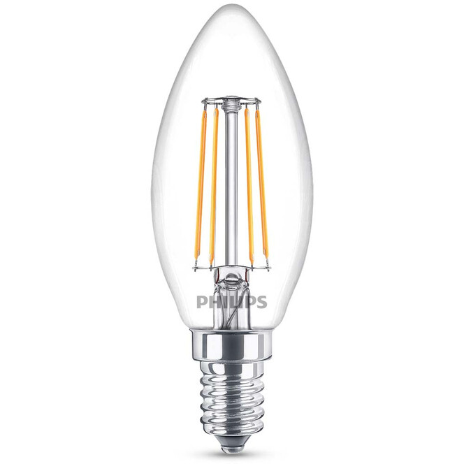 Philips LED Lampe ersetzt 40W, E14 Kerzenform B35. klar, neutralweiss, 470 Lumen, nicht dimmbar, 1er Pack Energieklasse A&&
