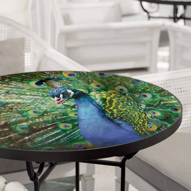 Tischplatte aus Glas - Beautiful Peacock - Rund