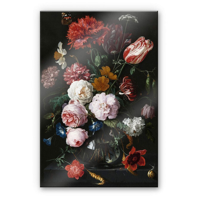 Acrylglasbild Heem - Stillleben mit Blumen in einer Glasvase