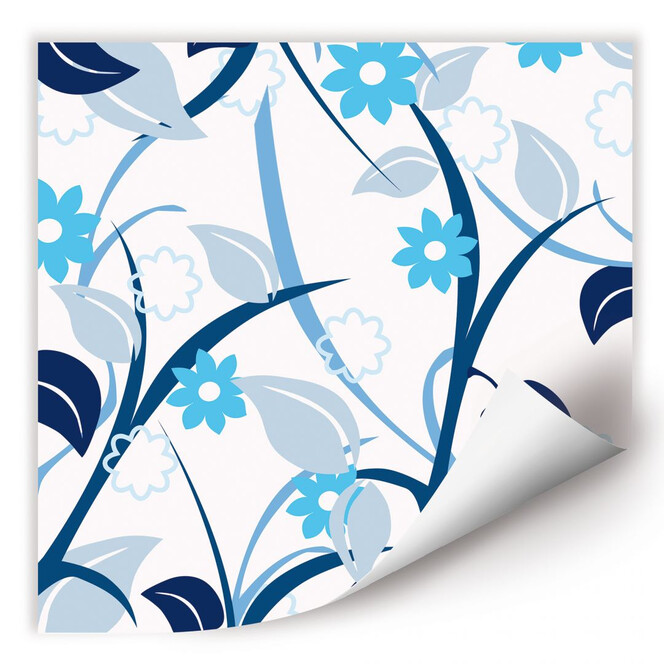 Wallprint Blumengarten blau