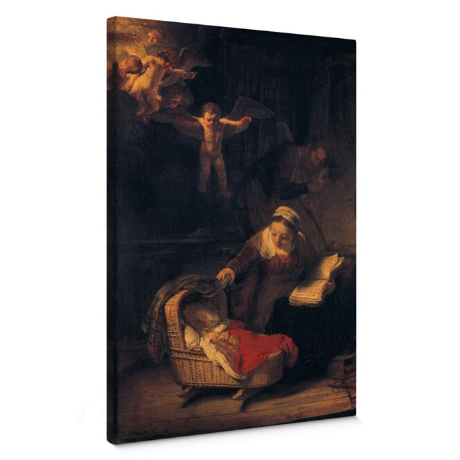 Leinwandbild Rembrandt - Heilige Familie mit Engeln