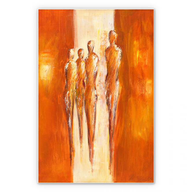 Wandbild Schüssler - Vier Figuren in Orange 02