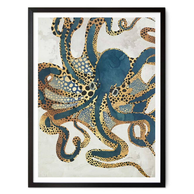 Poster SpaceFrog Designs - Goldener Oktopus