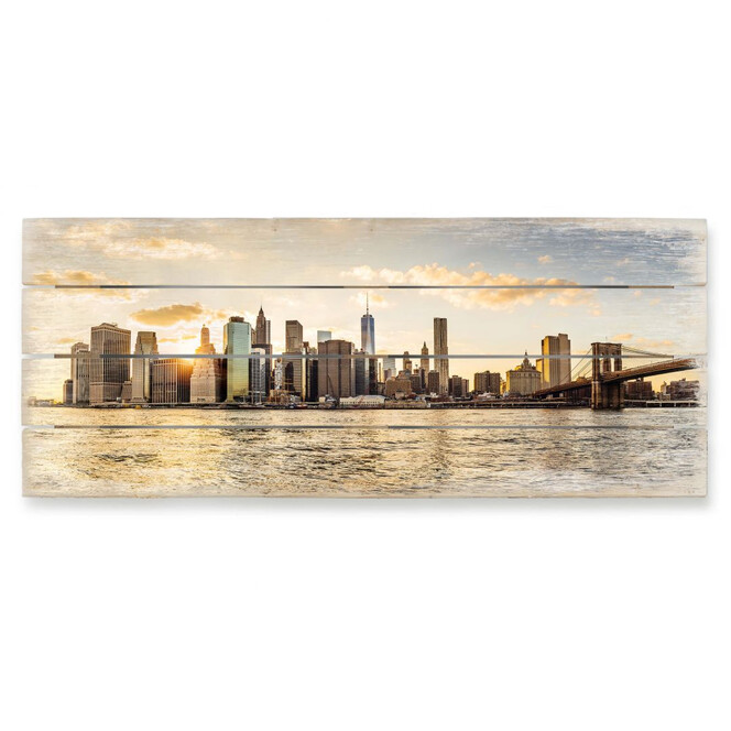 Holzbild Sundown in Manhattan - Bild 1