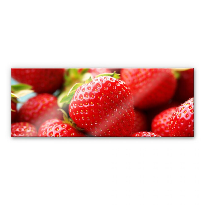 Acrylglasbild Erdbeeren aus dem Garten - Panorama