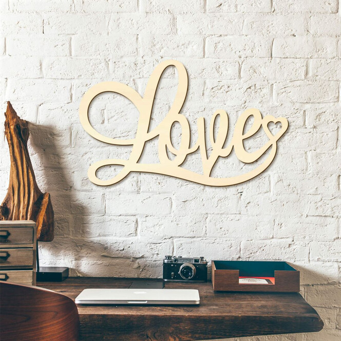 Holzbuchstaben Pappel - Love mit Herz