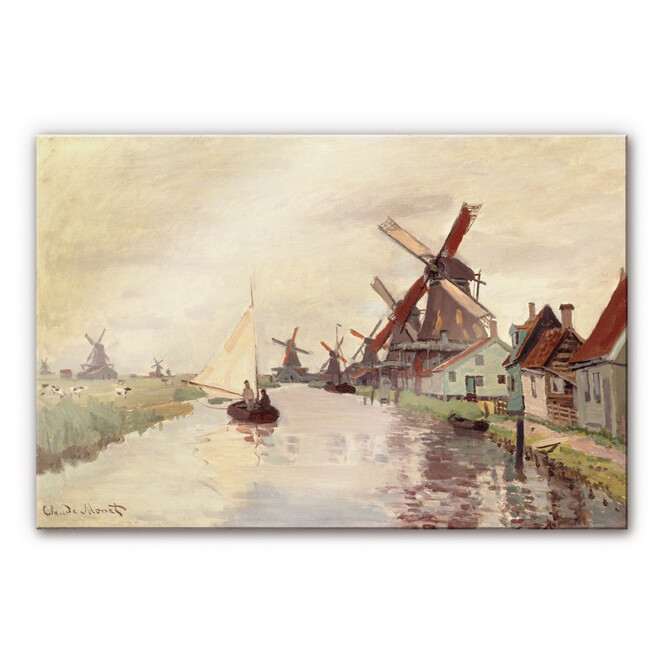 Acrylglasbild Monet - Holländische Landschaft mit Windmühlen