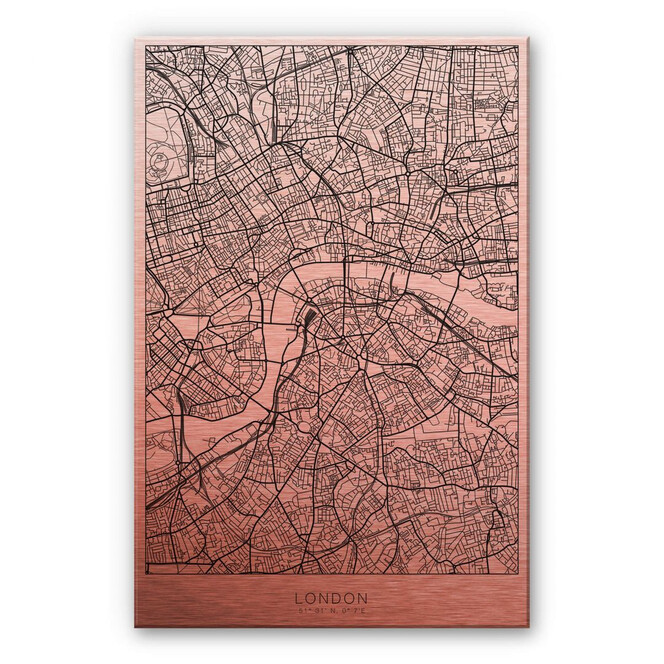 Alu-Dibond Bild mit Kupfereffekt Stadtplan London