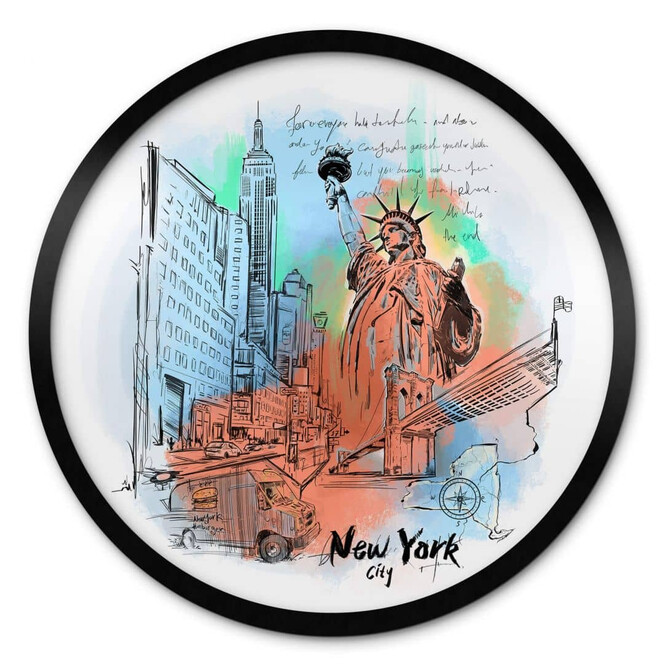 Rundes Poster Städtemotiv Love your City - New York Freiheitsstatue