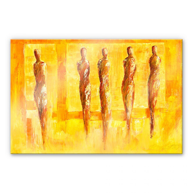 Acrylglasbild Schüssler - Fünf Figuren in Gelb