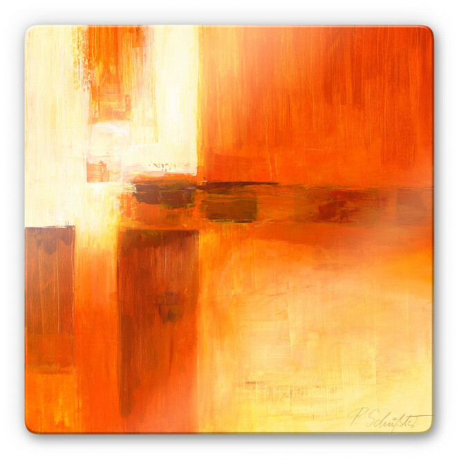 Glasbild Schüssler - Composition in Orange and Brown