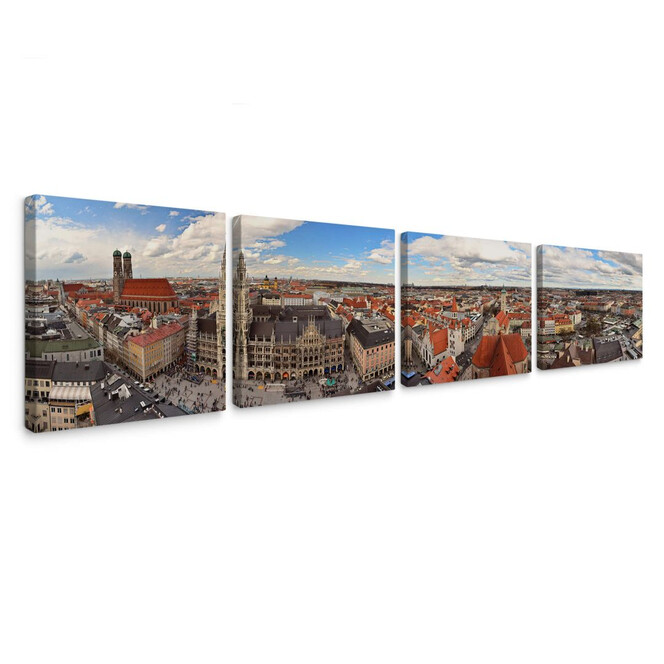 Leinwandbild Münchener Skyline Panorama Set (4-teilig)