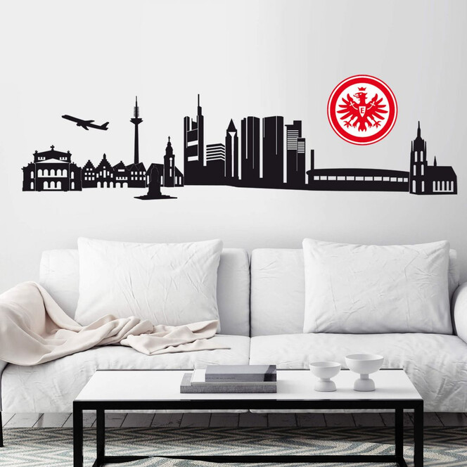 Wandtattoo Eintracht Frankfurt Skyline mit Logo farbig