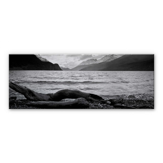 Alu-Dibond Bild Log and Lake - Panorama