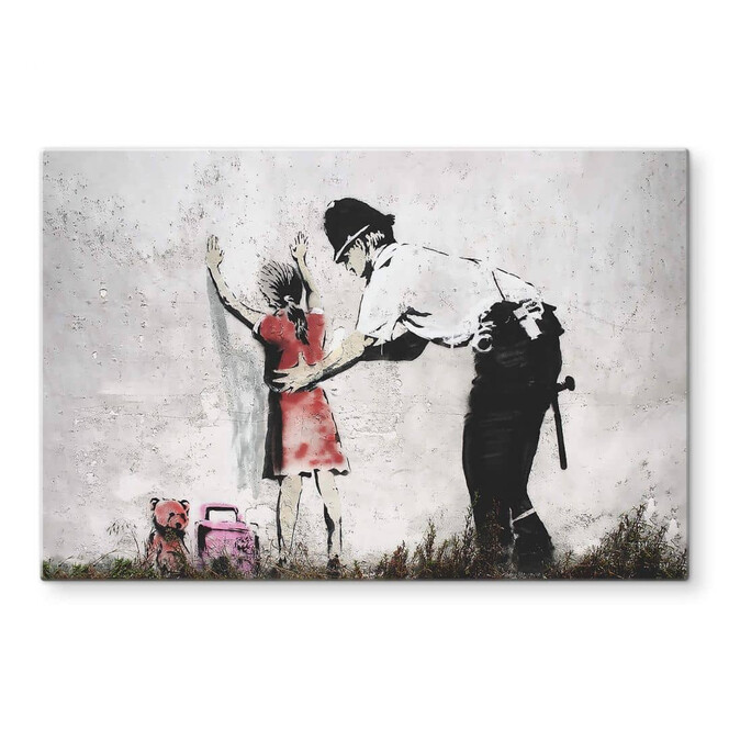 Glasbild Banksy - Policeman Searching Girl