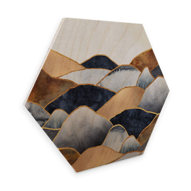 Hexagon - Holz Birke-Furnier Fredriksson - Goldene Hügel