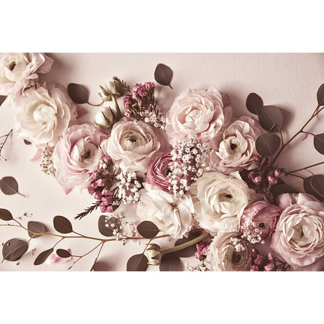 Livingwalls Fototapete ARTist Flat Lay Flower mit Rosen beige, creme, rosa - Bild 1
