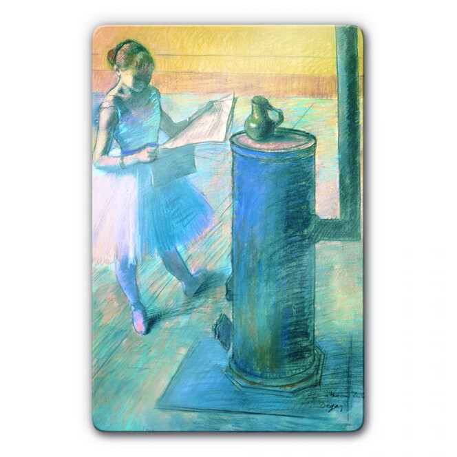 Glasbild Degas - Zeitunglesende Tänzerin