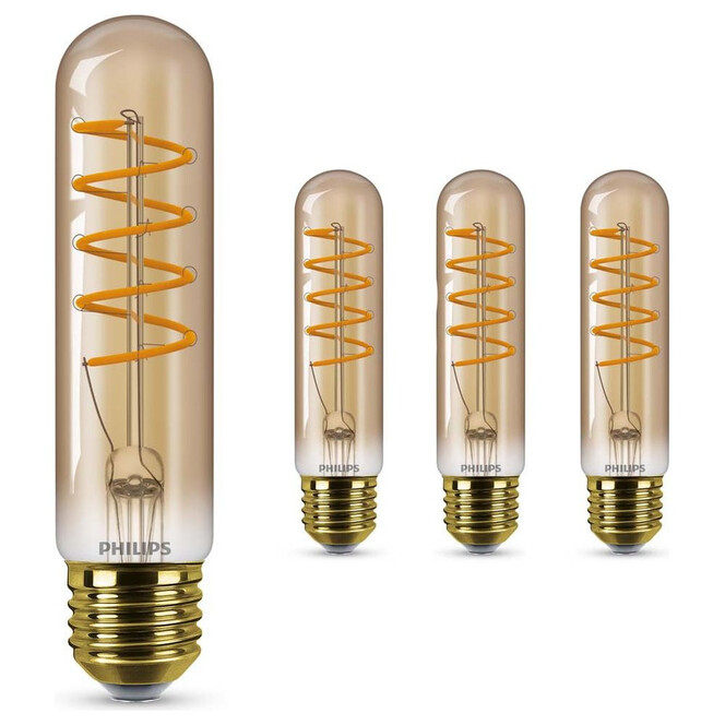 Philips LED Lampe ersetzt 25W, E27 Röhre T32. gold, warmweiss, 250 Lumen, dimmbar, 4er Pack Energieklasse A