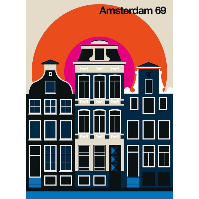 Livingwalls Fototapete ARTist Amsterdam 69 beige, blau, orange, rosa, schwarz - Bild 1