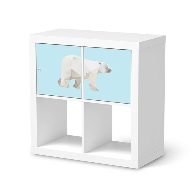 Möbelfolie IKEA Kallax Regal 2 Türen (quer) - Origami Polar Bear- Bild 1