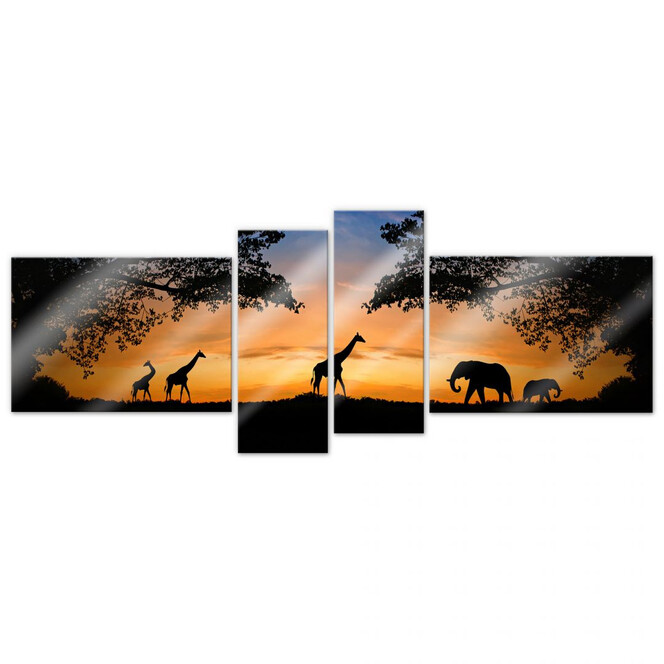 Acrylglasbild African Sunset (4-teilig)