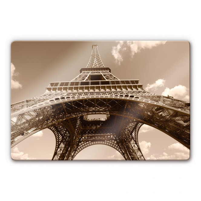 Glasbild Eiffelturm Perspektive