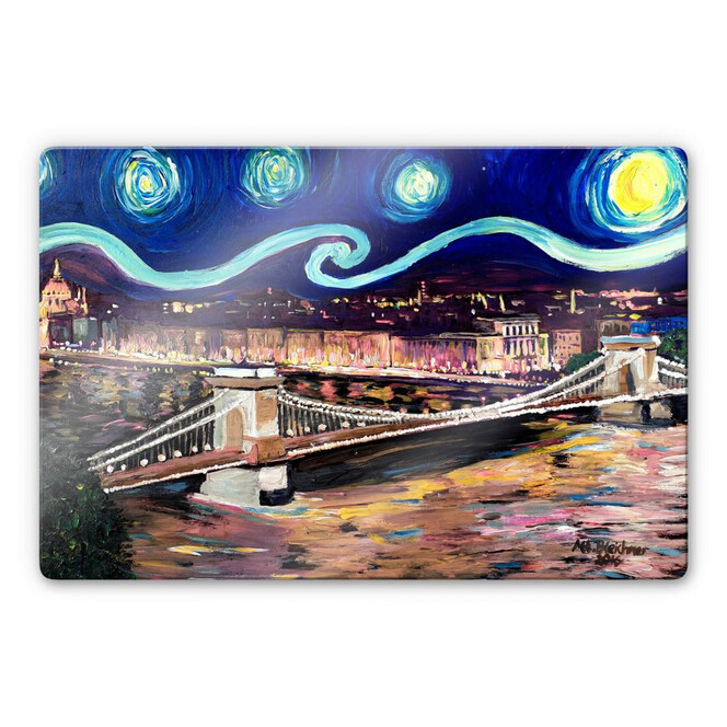 Glasbild Bleichner - Starry Night in Budapest