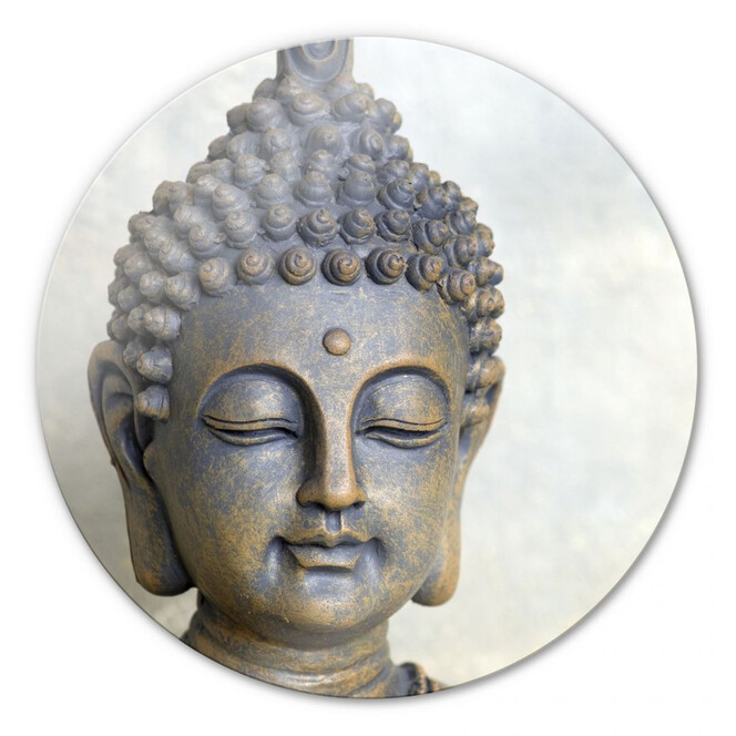 Glasbild Buddha Gesicht - rund