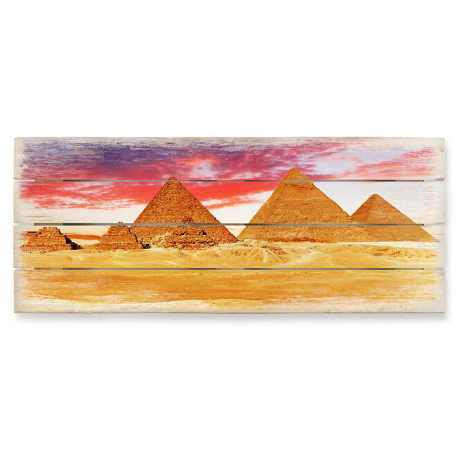 Holzbild Die Pyramiden von Gizeh - Panorama
