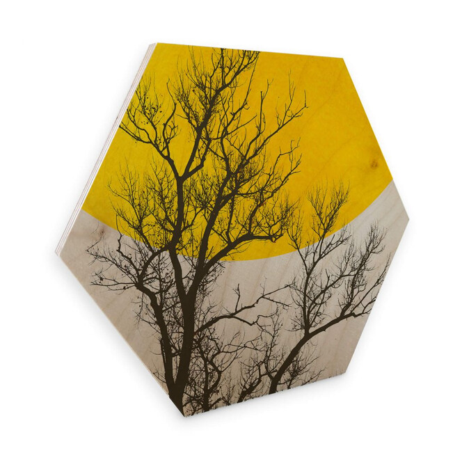 Hexagon - Holz Birke-Furnier - Kubistika - Herbst-Erinnerungen