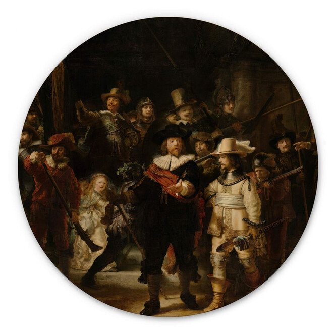 Holzbild Rembrandt - Die Nachtwache - Rund