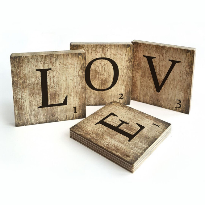 Holzbuchstaben Buchstabensteine Love - Vintage